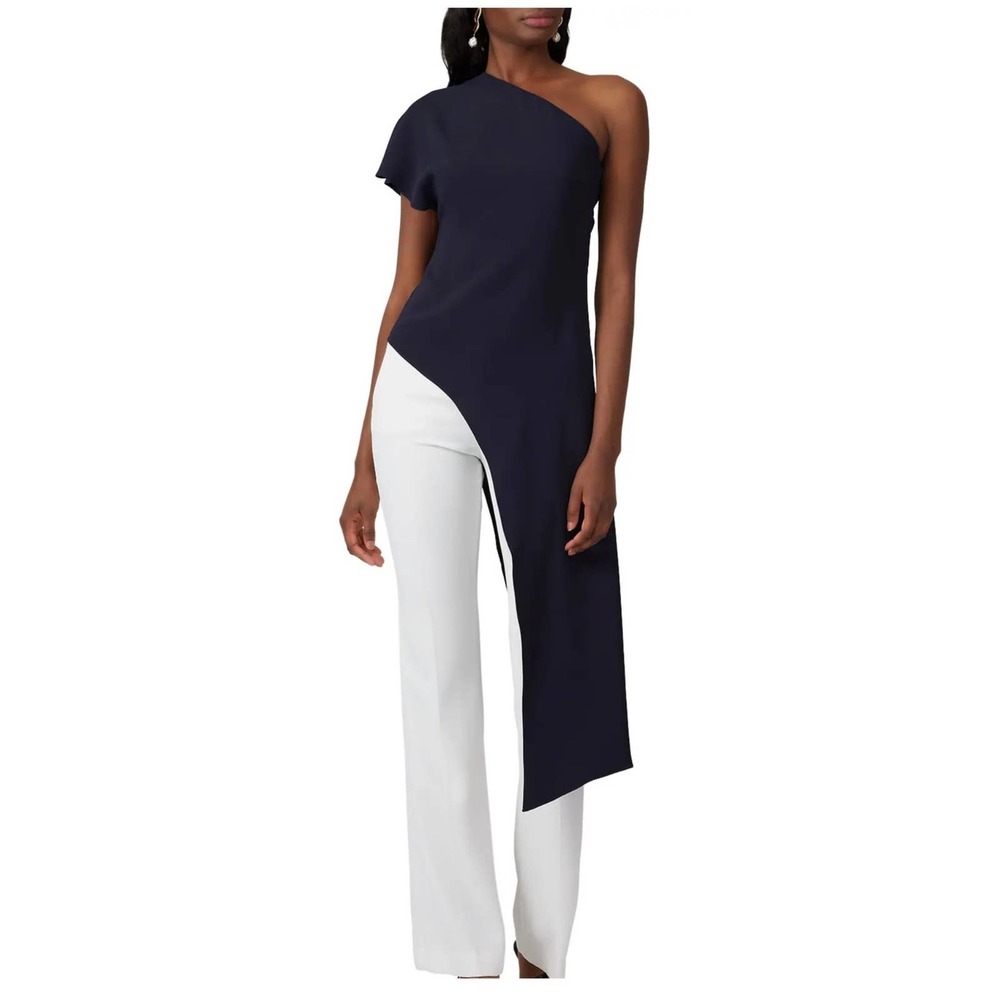 Cushnie Navy Asymmetric Tunic Top